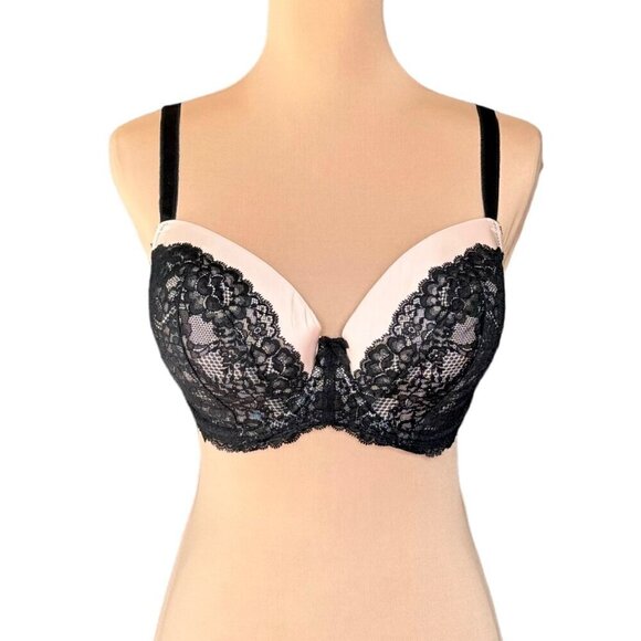 NWOT Victoria’s Secret Pink Black Lace Molded Cups Underwire Bra Sz. 36DDD - Picture 1 of 13